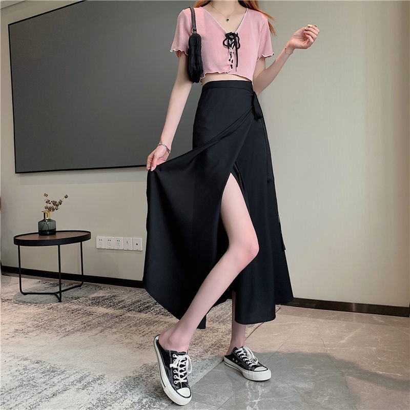 Chân Váy Voan Dài Lưng Cao Dáng Rộng Phong Cách Hàn Quốc Mới váy Nữ CQ-02