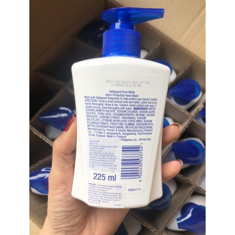 nước rửa tay diệt khuẩn safeguard 225ml