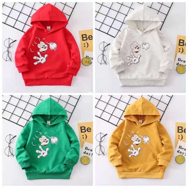 Áo Khoác HOODIE Chui Đầu In Hình Chuột Mike Hoạt Hình Cho Bé Trai 0 6 Tháng 1 2 3 Tuổi