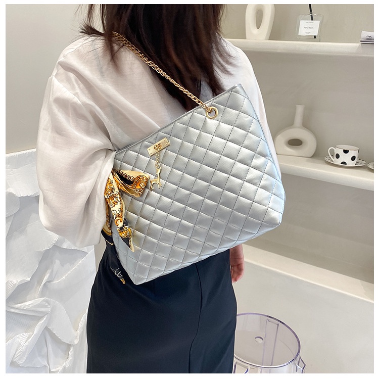 Túi Đeo Chéo  JASMIN NOIR Hình Vuông Cỡ Lớn Kẻ Sọc Ca Rô Phối Chuỗi Xích Thắt Nơ Thời Trang Cho Nữ