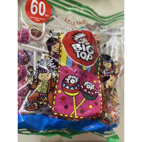 Kẹo que vị trái cây BIGTOP mãlai gói 60viên