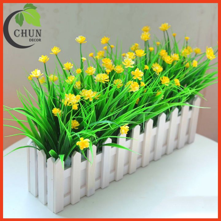 Hoa giả, hàng rào hoa cắm sẵn 50cm trang trí ban công, trang trí chân tường, cửa sổ, giỏ hoa hàng rào trang trí tường