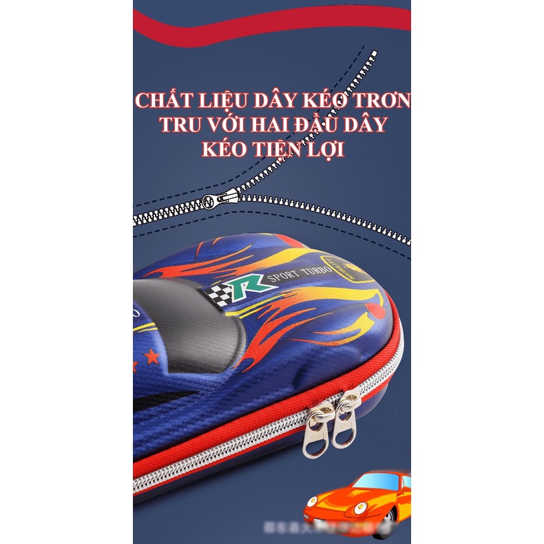 Hộp bút 3D in hình xe đua độc đáo kích thước lớn chống thấm nước phù hợp cho bé trai - VLHB05