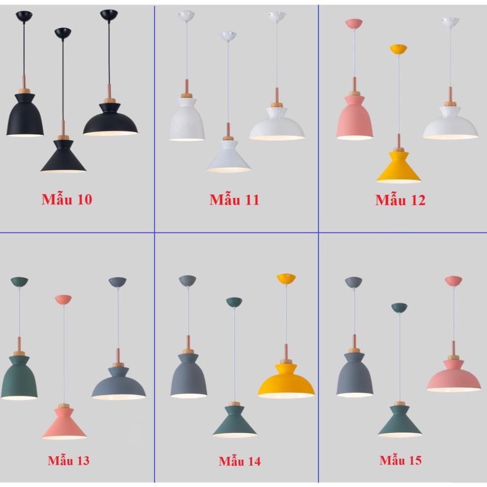 Bộ Đèn Thả Trang Trí Chao Nhôm Đuôi Gỗ Thiết Kế Sang Trọng, Mẫu Đèn Thả Bàn Ăn Đẹp
