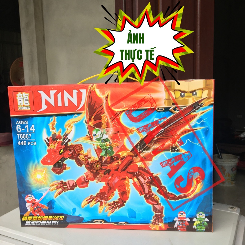 Đồ Chơi lắp ráp Ninjago Cưỡi Rồng Lửa, Bộ Đồ Chơi Lắp Rá Dragon Kèm Các Nhân Vật Ninjago DATAS Gồm 477 Chi Tiết