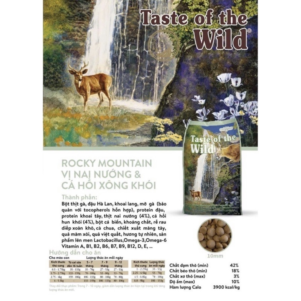 HẠT TASTE OF THE WILD CHO MÈO NHIỀU VỊ TÚI 2KG