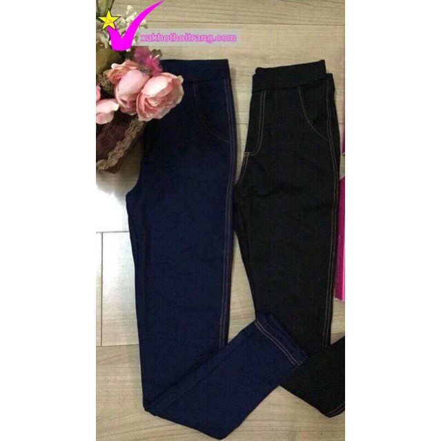 Quần giả jean 4 túi chất liệu cotton da cá