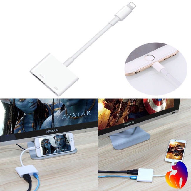 BH Lightning to Digital AV TV HDMI Cable Adapter with Lightning Charging Port for iPad Air iPhone 6 6S 7 7Plus