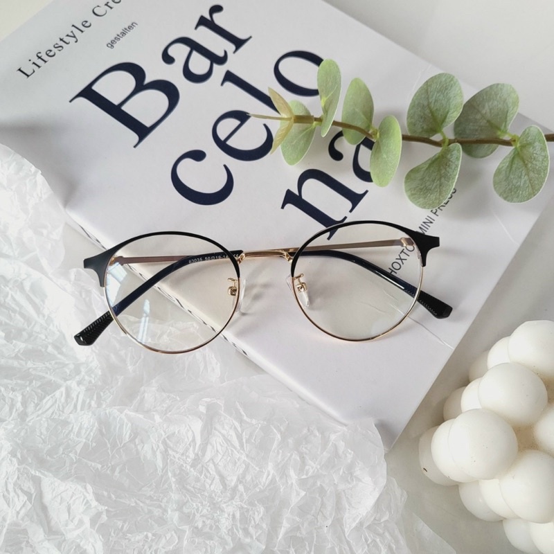Kính giả cận, Gọng kính cận tròn kim loại thanh mảnh 63035 chống ánh sáng xanh, UV400  Jolie eyewear