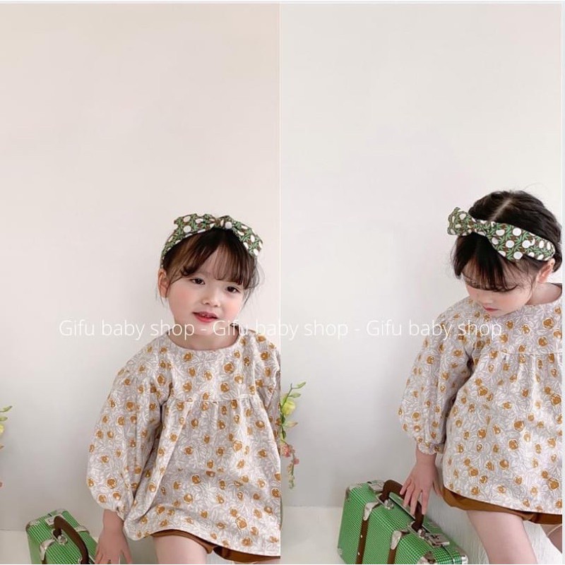 Áo thô mềm hoa nhí vintage cho bé gái style Hàn quốc