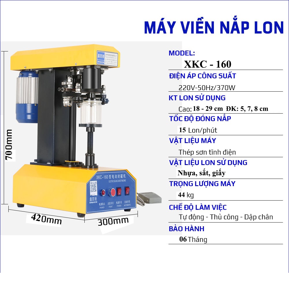 Máy Viền Mí Lon Nắp Nhôm ABG Chuyên Dụng Dành Cho Nhà Hàng, Quán Ăn
