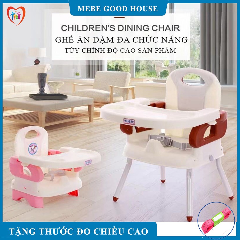 Ghế ăn dặm gấp gọn, có chân sắt, mặt ghế có hốc đựng thức ăn tiện lợi, an toàn cho bé