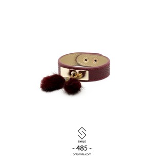 SMILE - Vòng tay da gắn lông fox - P485/486