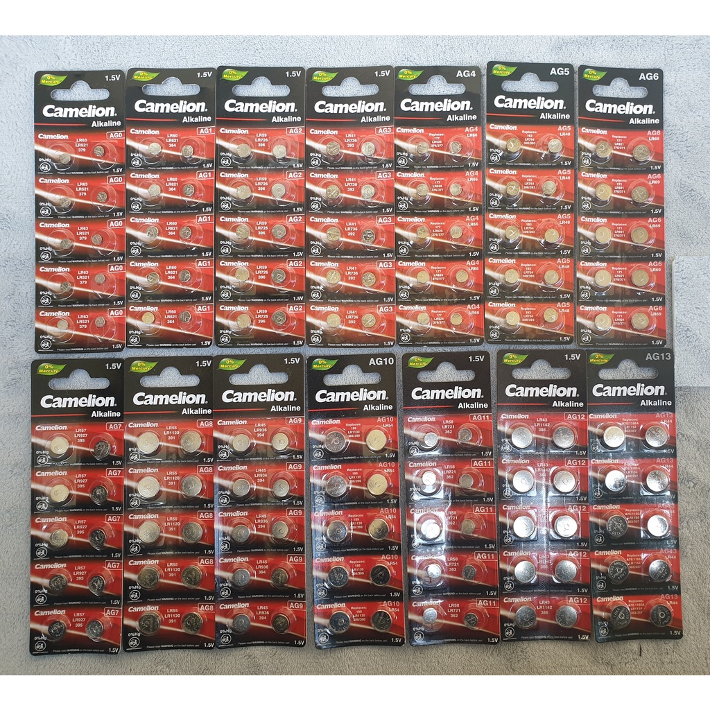Vỉ 10 pin cúc áo Camelion Alkaline 1.5V các loại AG0 AG1 AG2 AG3 AG4 AG5 AG6 AG7 AG8 AG9 AG10 AG11 AG12 AG13