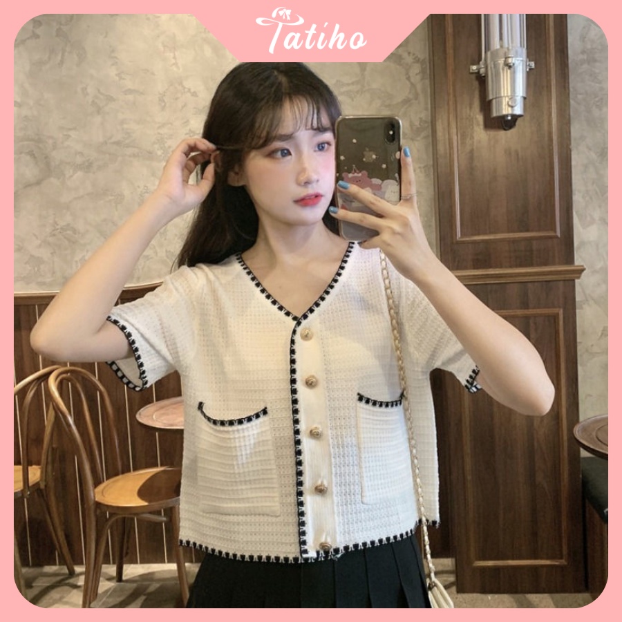 [Hàng Xịn, Giá Tốt]  ] Áo Kiểu  Cổ Chữ V, Dáng Rộng Thiết Kế Trẻ Trung Thời Trang Dành Cho Nữ Hottrend - Mã AK007