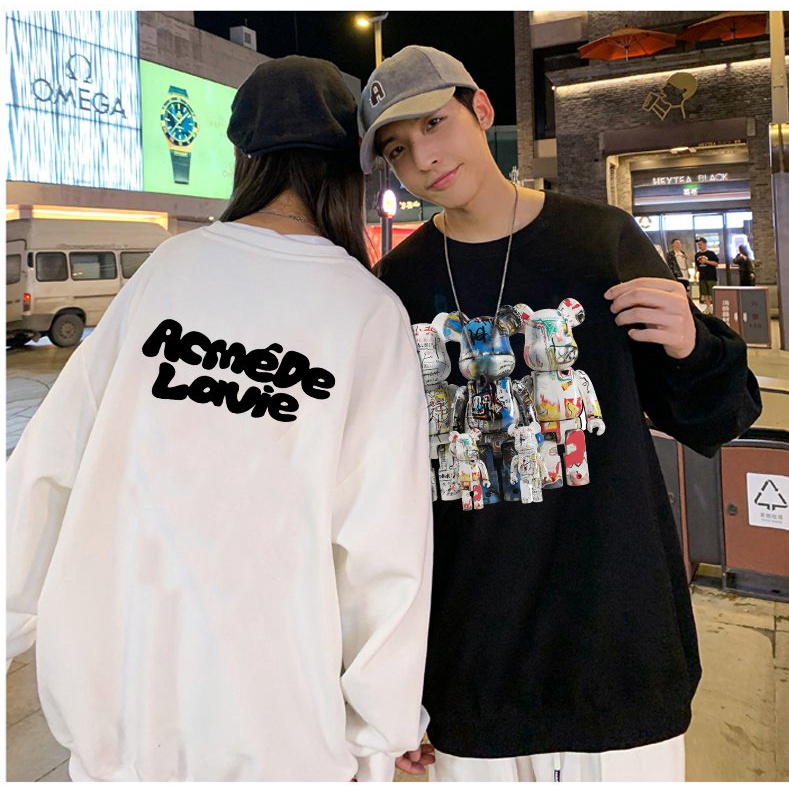 Áo sweater nam nữ in bearbrick 3 con , áo đôi chất da cá hàn dày from rộng size M -XXL (50-90KG)
