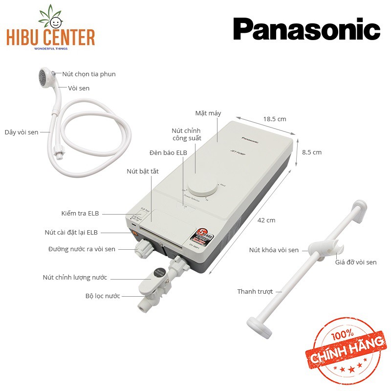 Máy Nước Nóng Có Bơm Trợ Lực PANASONIC DH-4MP1VW – 4.5KW – Hàng Chính Hãng – HIBUCENTER