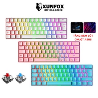 Bàn Phím Cơ Wolf T60 Bản 62 Phím Nhỏ Gọn, Bàn Phím Máy Tính Phím Cơ Khí 18 Chế Độ Led RGB Kỳ Diệu Cáp Type-C Dễ Tháo Lắp