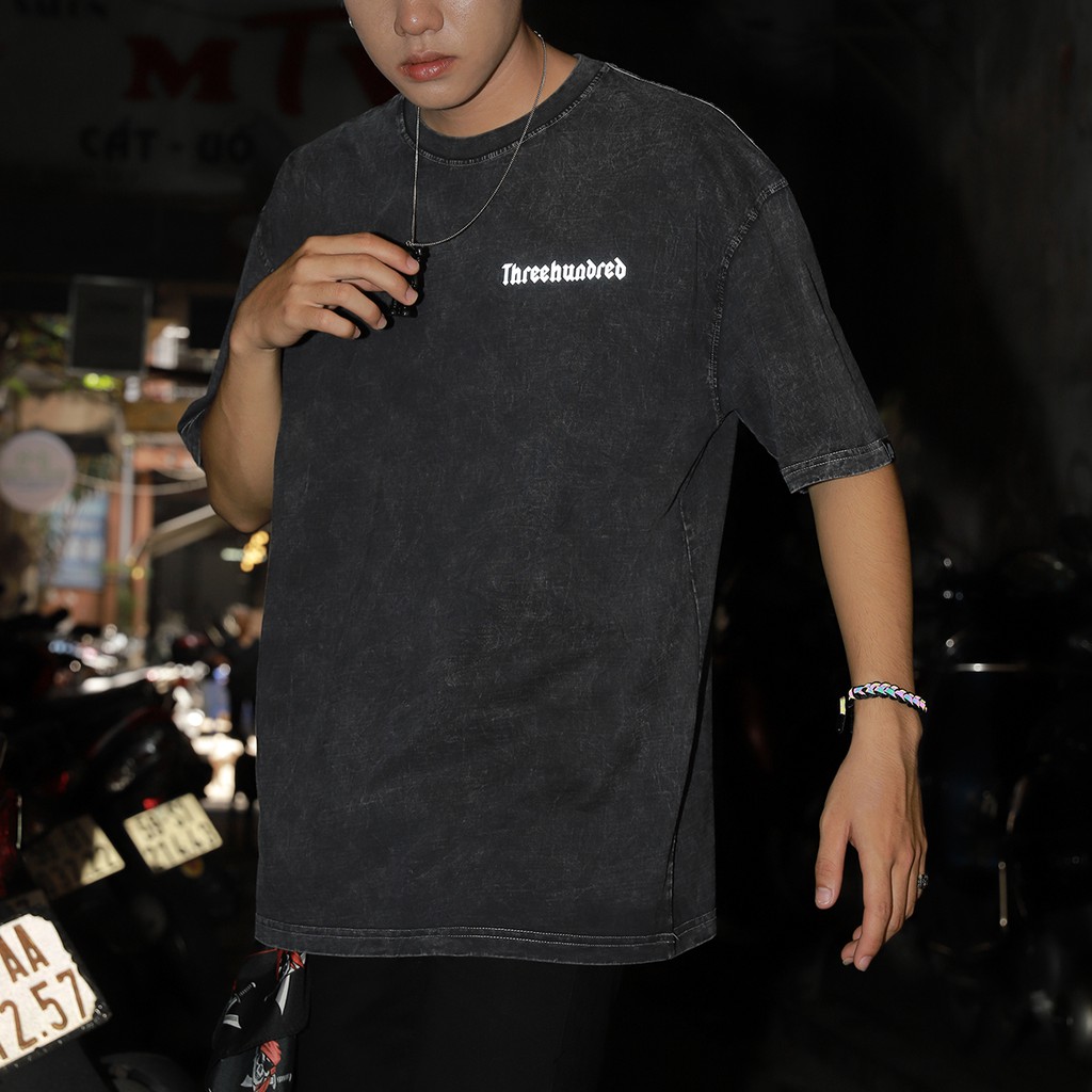Áo Thun Washed Logo Three Hundred Phản Quang