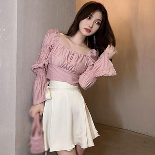 Áo croptop cổ nhún tay nơ lưng