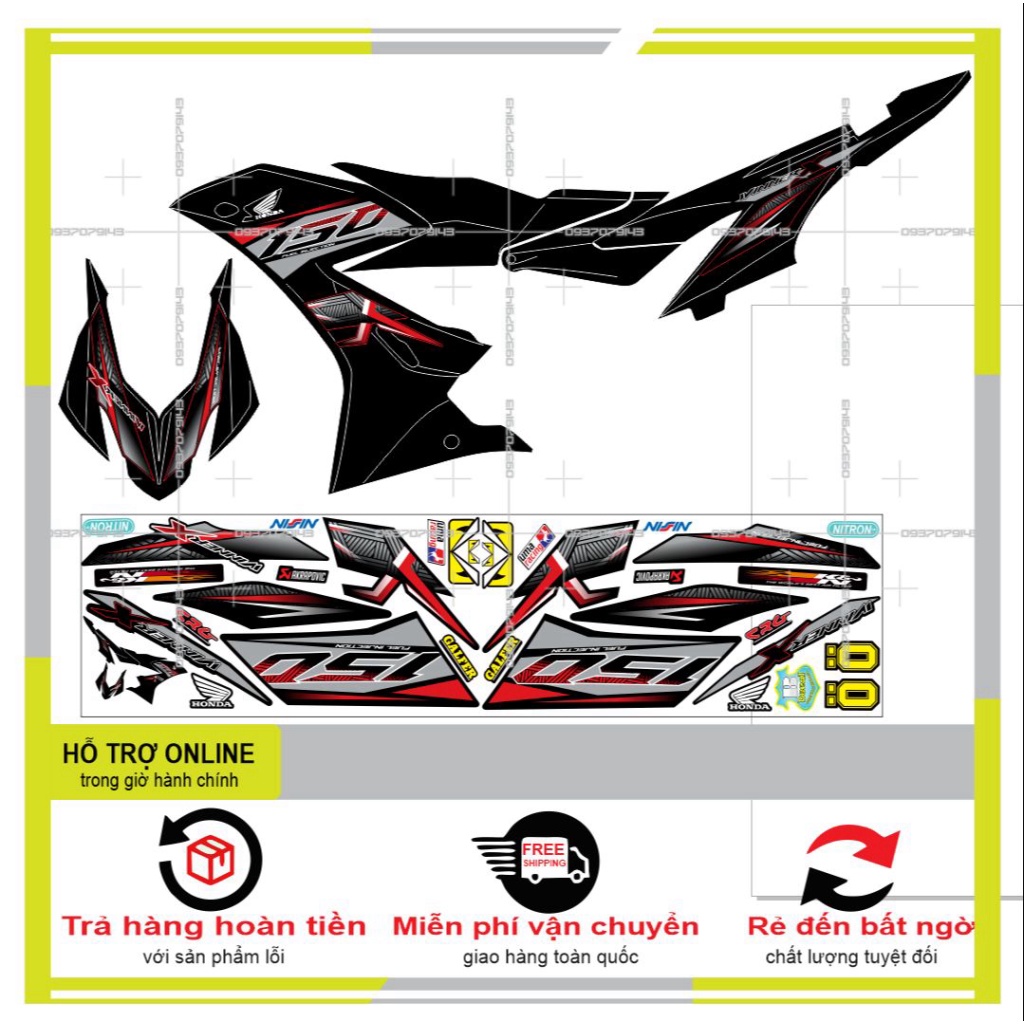TEM XE WINNER X XÁM ĐỎ ĐEN -- SHIN DECAL 2