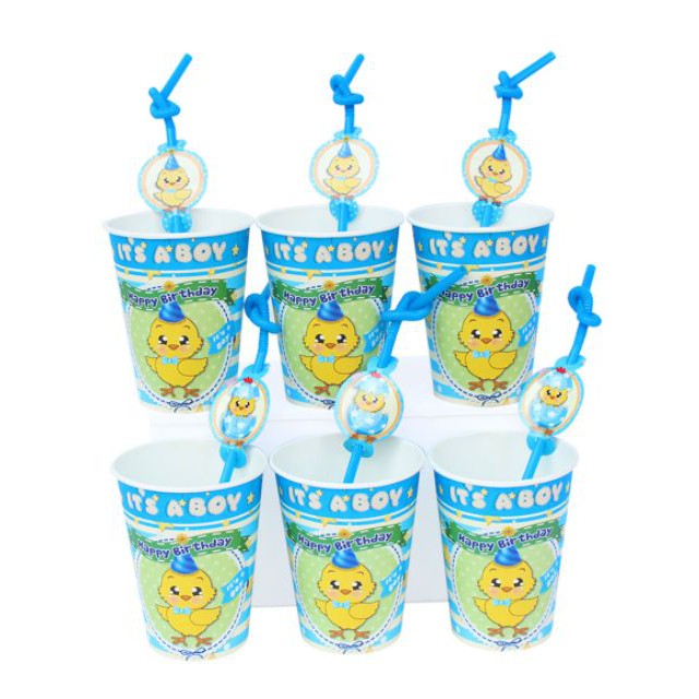 Ly giấy +sinh nhật bé trai-set 6 cái (nhiều mẫu)