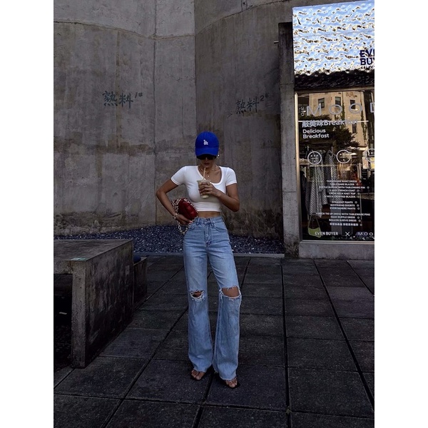 - QUẦN JEANS XANH RÁCH GỐI - STREET STYLE