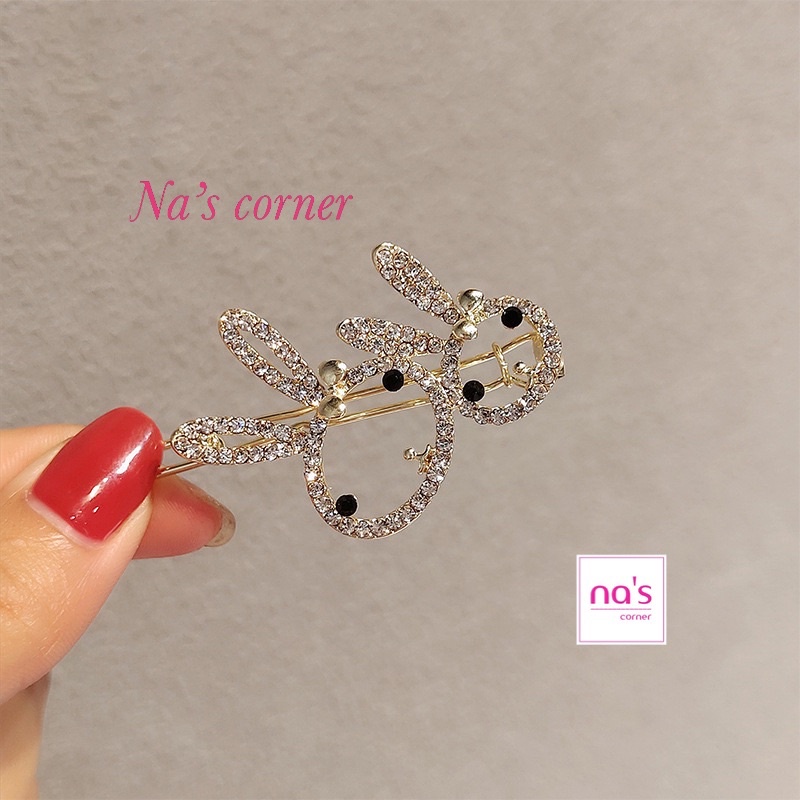 Kẹp tóc Kim loại hình Thỏ đính đá phong cách dễ thương dành cho nữ