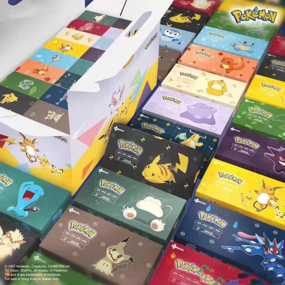 Set 10 / 50 Khẩu Trang Hoạt Hình Pokemon 3 Lớp Chống Bụi Sử Dụng Một Lần