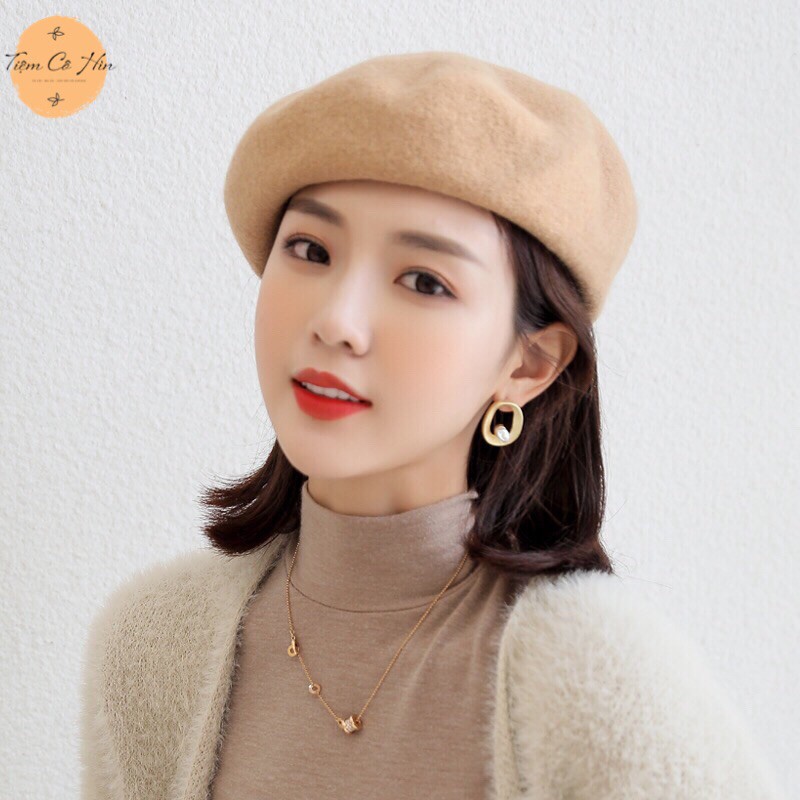 Mũ nồi beret dạ Tiệm Cô Hìn làm từ vải dạ đẹp dày mịn có dây điều chỉnh độ rộng nhiều màu sắc ship 1h lỗi 1 đổi 1