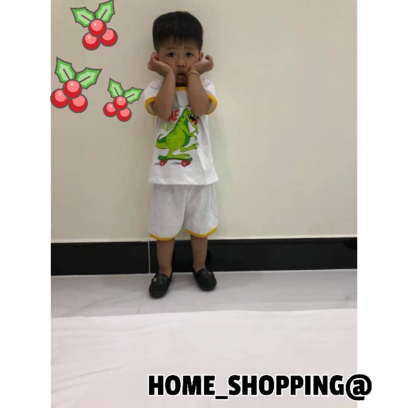 Bộ cotton trắng cộc tay , viền màu cho bé trai , bé gái.