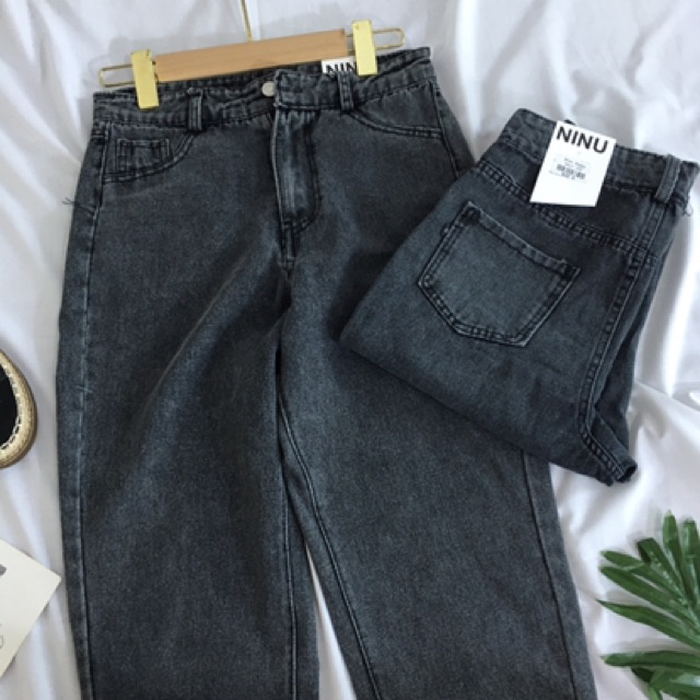 [ Mã FAMAYWA giảm 10K đơn 50K] Quần baggy jean trơn xám khói cạp cao hàng fullsize dáng dài chất đẹp | WebRaoVat - webraovat.net.vn