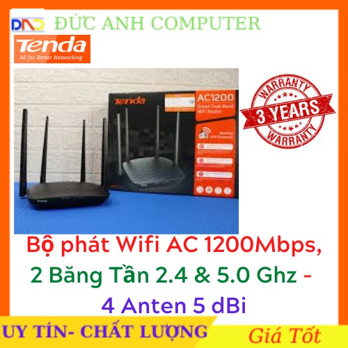 Bộ phát Wifi TENDA AC5 chuẩn AC 1200Mbps Chính Hãng - Bảo Hành 36T - 300Mbp+867Mbp 4 Anten