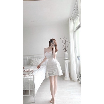 JUMSUIT 2 DÂY CỔ ĐỔ TÙNG NHÚN BÈO