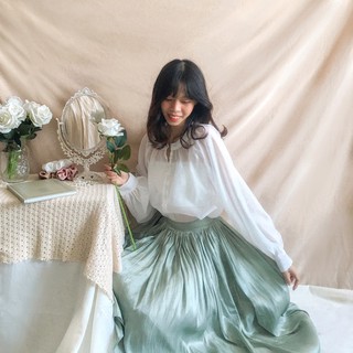 CC District - Chân váy midi lụa óng Freya Skirt xanh mint