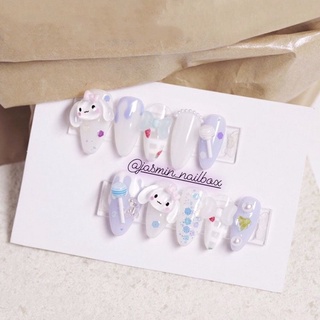 [ Mã JKHUQ giảm 15k đơn 50k ][ NAIL BOX ] Nailbox móng thiết kế sẵn mẫu charm thỏ kẹo