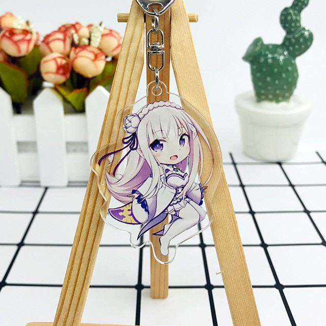 Móc khoá Mica anime Re:Zero kara Hajimeru Isekai Seikatsu - Nhựa Cứng Acrylic In 2 mặt sắc nét ( ảnh thật )