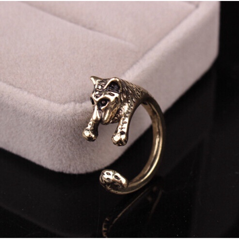 Nhẫn freesize thép titan mạ vàng bạc đen unisex nam nữ hình thú cưng chó mèo