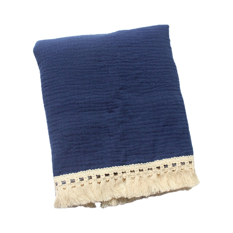 Haha Chăn Quấn Em Bé Bằng Cotton Nguyên Chất Phối Tua Rua Làm Phụ Kiện Chụp Ảnh