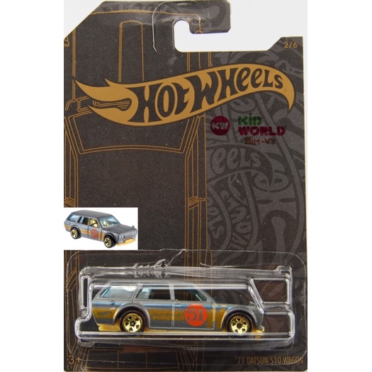 Xe mô hình Hot Wheels Satin &amp; Chrome Series 2019 '71 Datsun 510 Wagon GHN95.