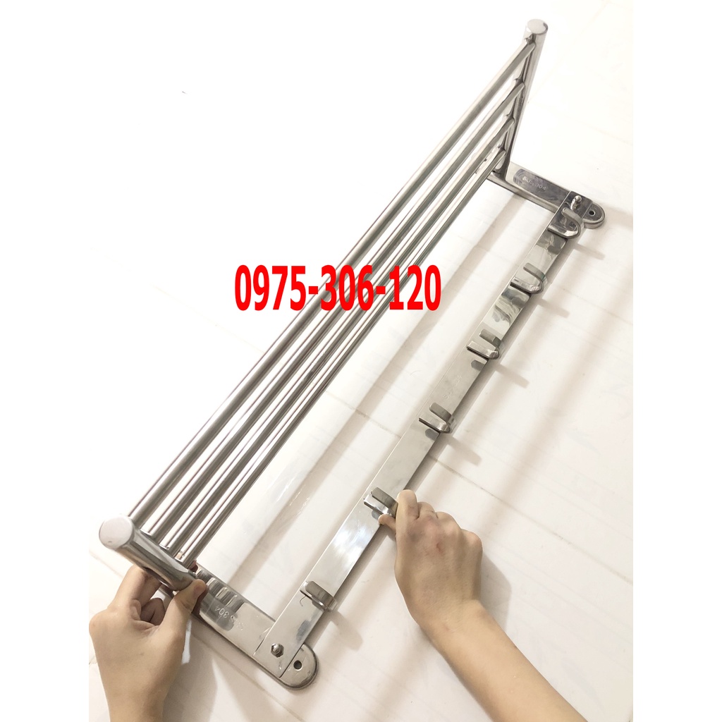 [CHẮC CHẮN DÀY 100% INOX 304] Máng Khăn Tắm Thanh Treo Khăn ĐA NĂNG có móc áo 100% INOX 304 MKT2 hàng đặt xưởng bao xài