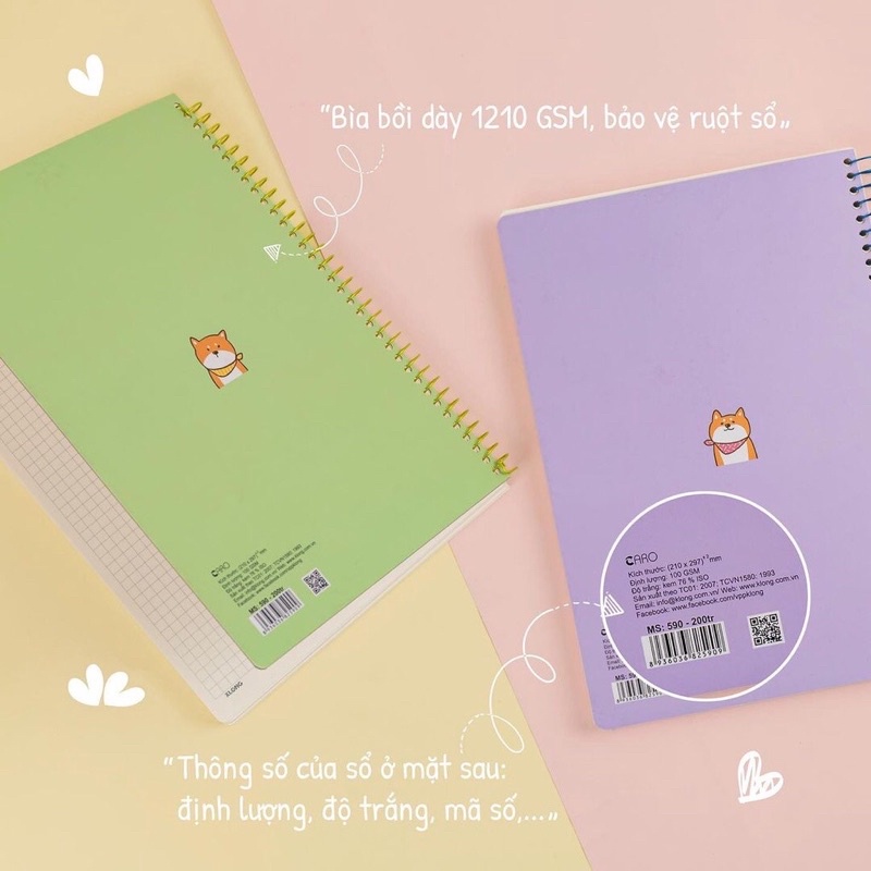 Sổ lò xo đơn Caro A4 Klong 200 trang Định lượng 100g/m2