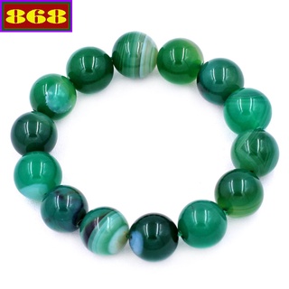 Chuỗi tay Đá Xanh lá sọc 14 ly - Vòng chuỗi Phong thủy hợp mệnh Mộc, mệnh Hỏa