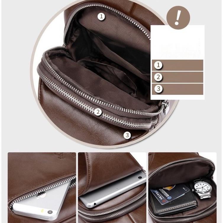 Túi Đeo Chéo Nam Da Trơn DHV16 Cao Cấp, Không Sờn Cũ, Không Bạc Màu Sau Thời Gian Dài | BigBuy360 - bigbuy360.vn