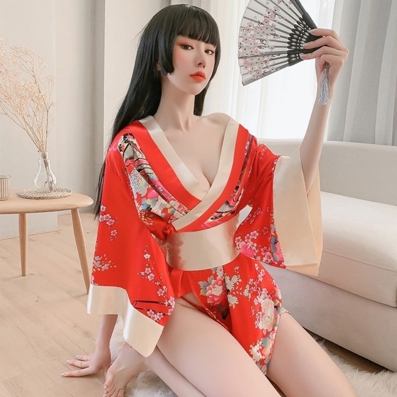 [SẴN] Đồ Ngủ Kimono Hoa anh đào Gợi Cảm Quyến Rũ Kèm Quần chíp [CWEAR.SEXY_ĐỒ NGỦ & NỘI Y CAO CẤP]