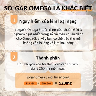 Viên Uống Solgar Fish Oil Concentrate - Dầu Cá Omega 3 - Bổ Não, Sáng Mắt