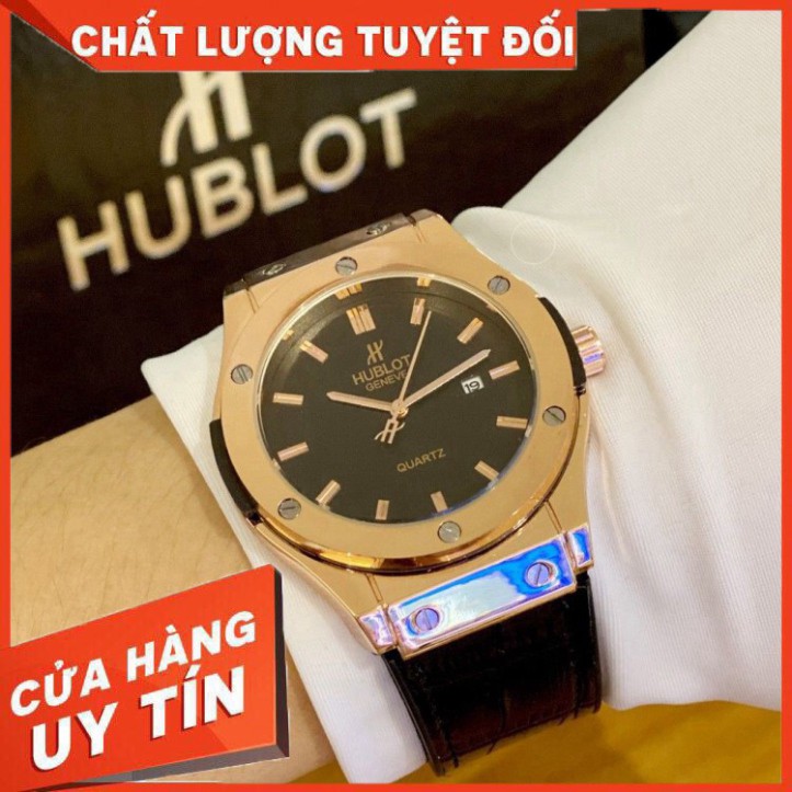 (Hublot viền trơn) Đồng hồ nam Hublot (Size 42MM) hàng đẹp, dây da fullbox  - Bảo hành 12 tháng (Đồng hồ Hulo)