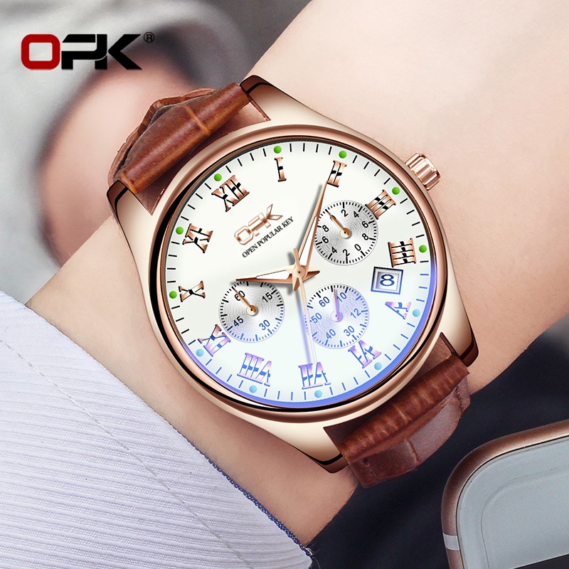 Opk  đồng hồ nam chống nước nam dây da bò chính hãng đồng hồ  Quartz đồng hồ