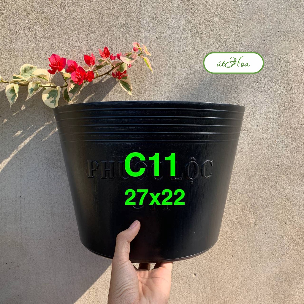 Chậu nhựa đen C11 (27x23 cm) trồng cây sân vườn #1