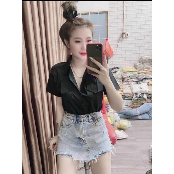 🌈𝐆𝐈𝐀́ 𝐗𝐔̛𝐎̛̉𝐍𝐆💢 Áo sơ mi 2 màu trắng đen